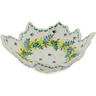 Polish Pottery Leaf Shaped Bowl 9&quot; Sunny Swallow UNIKAT
