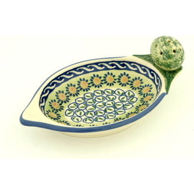 Polish Pottery Lemon Plate with Toothpick Holder 8&quot;