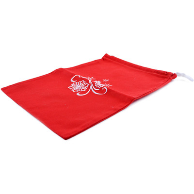 Textile Linen Bag 14&quot; Red Snowflake