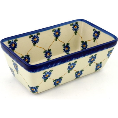Polish Pottery Loaf Pan 8" Aster Trellis