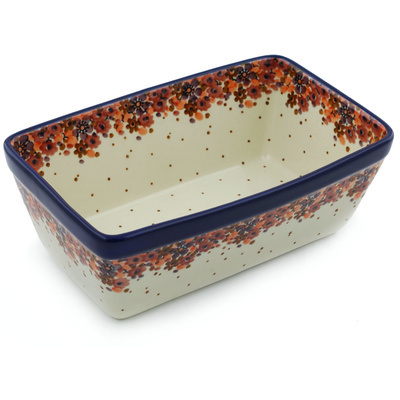 Polish Pottery Loaf Pan 8&quot; Autumn Space UNIKAT