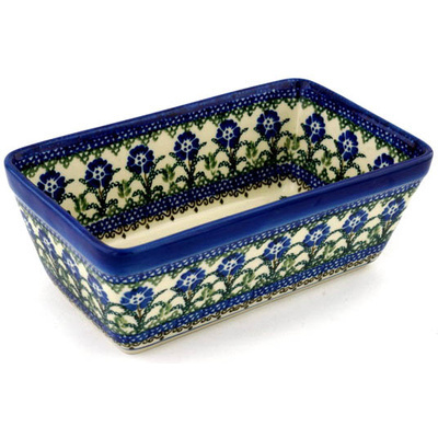 Polish Pottery Loaf Pan 8&quot; Blackberry Blooms