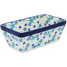 Polish Pottery Loaf Pan 8&quot; Blossoms In The Frost