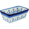 Polish Pottery Loaf Pan 8&quot; Blue Gnome