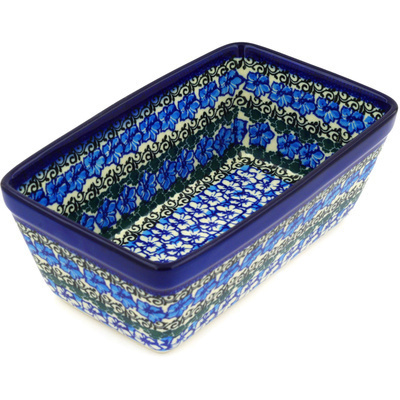 Polish Pottery Loaf Pan 8" Blue Lagoon