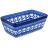 Polish Pottery Loaf Pan 8&quot; Blue Twigs
