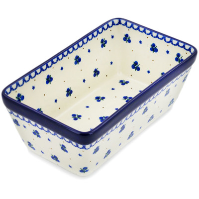 Polish Pottery Loaf Pan 8&quot; Blueberry Stars