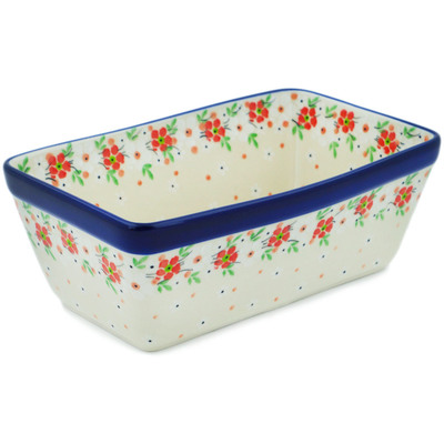 Polish Pottery Loaf Pan 8&quot; Blushing Blooms