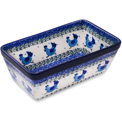 Polish Pottery Loaf Pan 8&quot; Chicken Merry-go-round UNIKAT