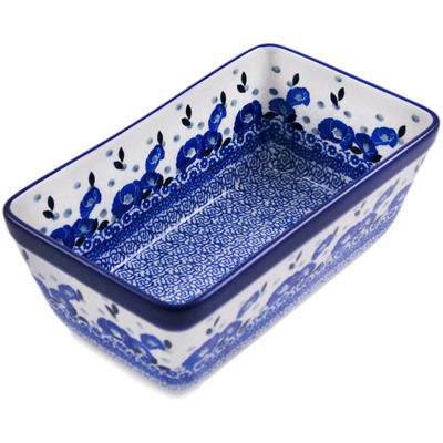 Polish Pottery Loaf Pan 8&quot; Eternal Winter