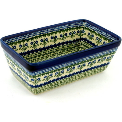 Polish Pottery Loaf Pan 8&quot; Fanciful Daisy