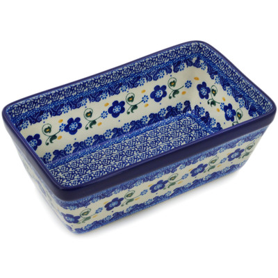 Polish Pottery Loaf Pan 8&quot; Flora Cluster