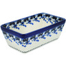 Polish Pottery Loaf Pan 8&quot; Flowers At Dusk