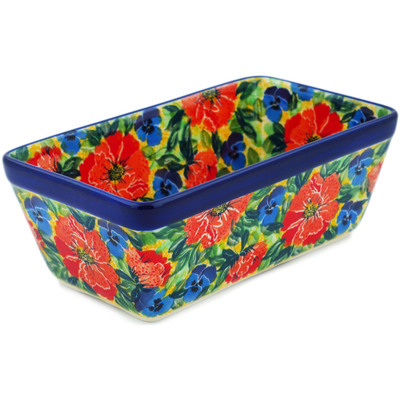 Polish Pottery Loaf Pan 8&quot; Flowers Collected On A Sunny Day UNIKAT