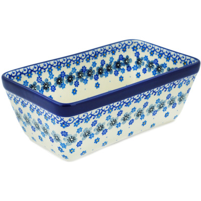 Polish Pottery Loaf Pan 8&quot; Friendly Fowl