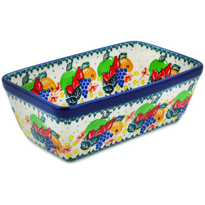 Polish Pottery Loaf Pan 8&quot; Fruit Medley UNIKAT