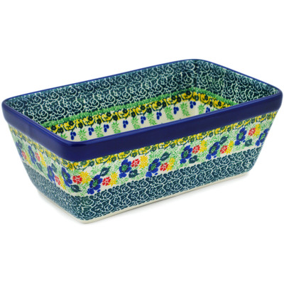 Polish Pottery Loaf Pan 8&quot; Garden Of Eve UNIKAT