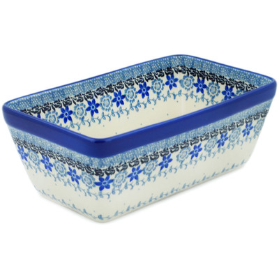 Polish Pottery Loaf Pan 8&quot; Happy Cows