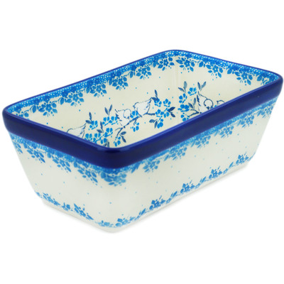 Polish Pottery Loaf Pan 8&quot; Happy Doves