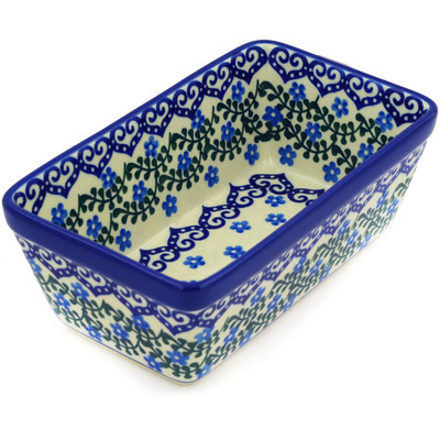 Polish Pottery Loaf Pan 8&quot; Heart Vines