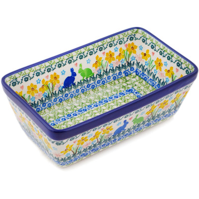 Polish Pottery Loaf Pan 8&quot; Hopping In Love