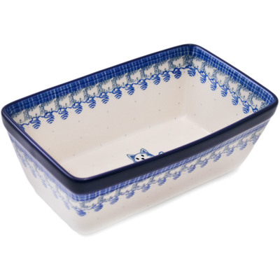 Polish Pottery Loaf Pan 8&quot; Kitten Play