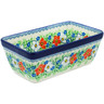 Polish Pottery Loaf Pan 8&quot; Lovely Hibiscus UNIKAT