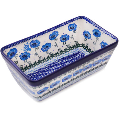 Polish Pottery Loaf Pan 8&quot; Morning Poppies UNIKAT