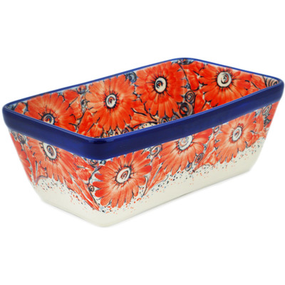 Polish Pottery Loaf Pan 8&quot; Peachy Keen UNIKAT