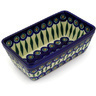 Polish Pottery Loaf Pan 8&quot; Peacock Leaves