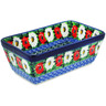 Polish Pottery Loaf Pan 8&quot; Poppy Beauty UNIKAT