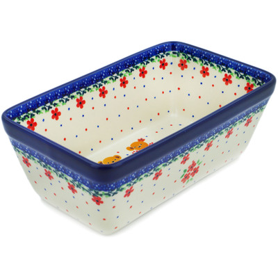 Polish Pottery Loaf Pan 8&quot; Royal Teddy UNIKAT