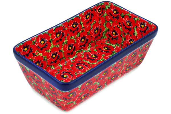 Polish Pottery Unique Loaf Pan 8 Savvy Scarlet Pattern