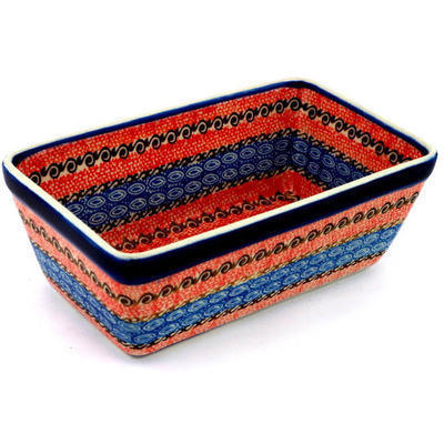 Polish Pottery Loaf Pan 8&quot; Southwest Sunrise