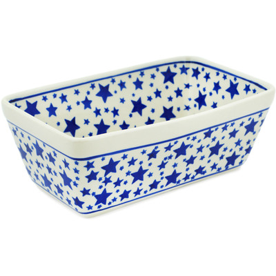 Polish Pottery Loaf Pan 8&quot; Starlight