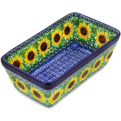 Polish Pottery Loaf Pan 8&quot; Summer Sunnies UNIKAT