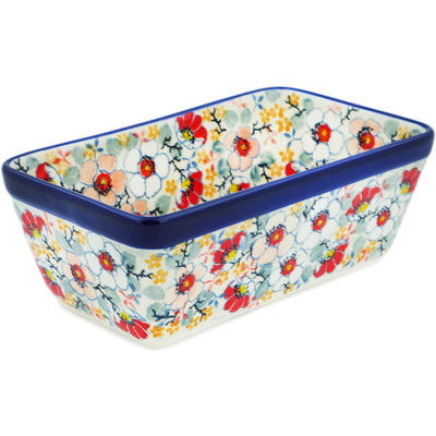 Polish Pottery Loaf Pan 8&quot; Sweet Floral Bliss UNIKAT