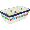 Polish Pottery Loaf Pan 8&quot; Village In Spectrum UNIKAT