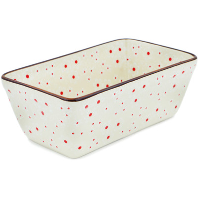 Polish Pottery Loaf Pan 8&quot; White Blossoms