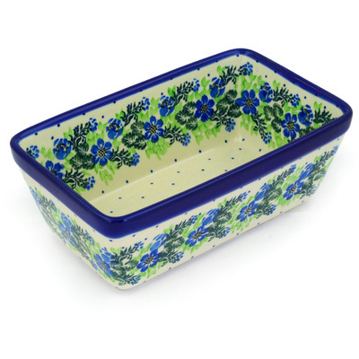 Polish Pottery Loaf Pan 8&quot; Wildflower Wreath