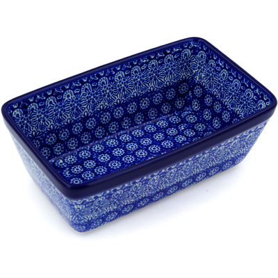Polish Pottery Loaf Pan 8&quot; Winter Frost