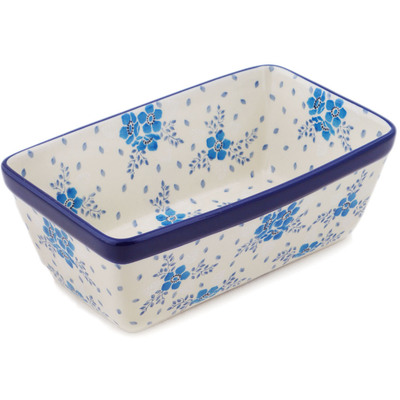 Polish Pottery Loaf Pan 8&quot; Winter Wonderland