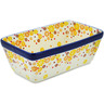 Polish Pottery Loaf Pan 8&quot; Yellow Daisy Chain