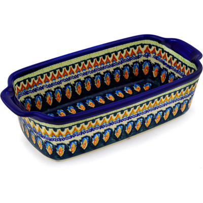 Polish Pottery Loaf Pan Cathedral Window