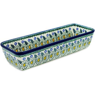 Polish Pottery Loaf Pan Crazy Daisy