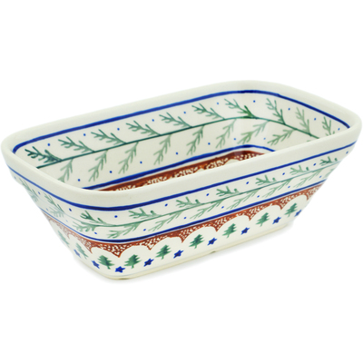 Polish Pottery Loaf Pan Pine Boughs