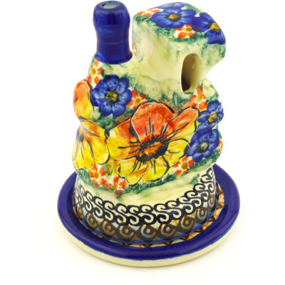 Polish Pottery Locomotive Figurine 7&quot; Bright Beauty UNIKAT