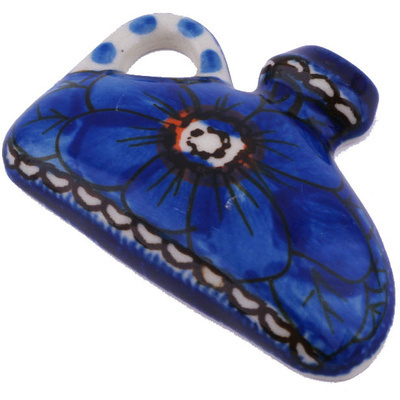 Polish Pottery Magnet 2&quot; Cobalt Poppies UNIKAT