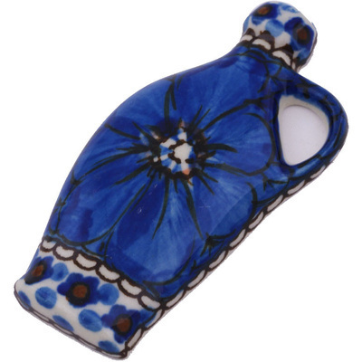 Polish Pottery Magnet 3&quot; Cobalt Poppies UNIKAT