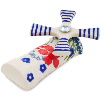 Polish Pottery Magnet 3&quot; Red Blossom